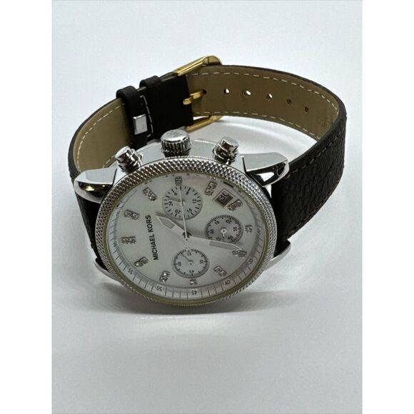 Michael Kors MK5020 Women\'s Black Leather Analog Dial Wrist Quartz Watch AEA040 main image 11